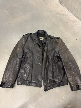 Men's brown genuine vintage Leather Bomber Jacket
